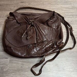 Carlos Falchi Brown Leather Butterfly Bag